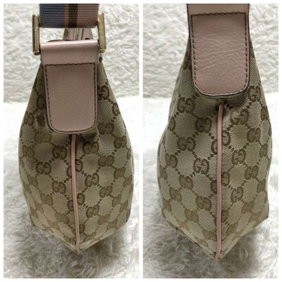 100% Authentic Gucci GG Canvas Beige Pink  Shoulder Bag - Picture 4 of 16